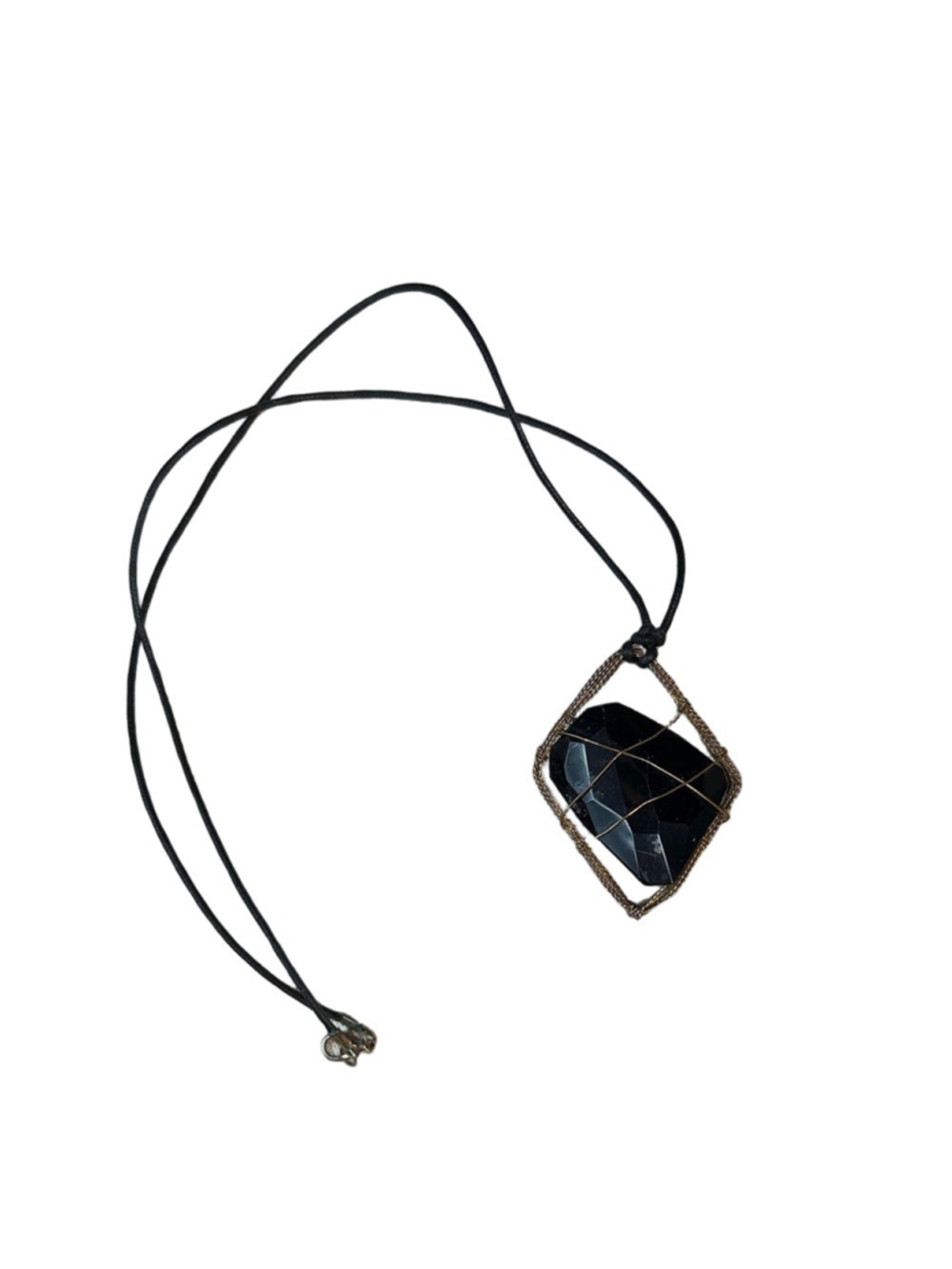 Handcrafted Black Gemstone Wire-Wrapped Pendant Necklace
